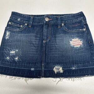 American Eagle Outfitters Blue Distressed Mini Skirt